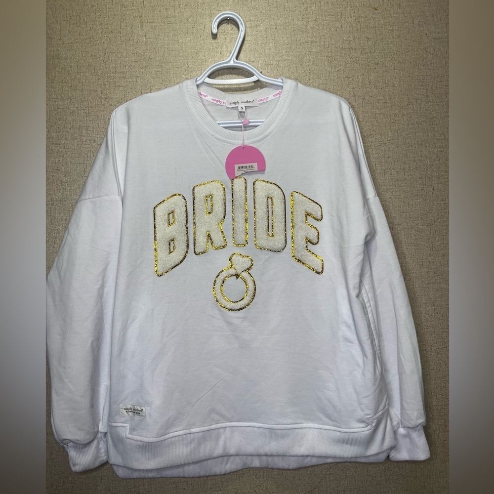Simply Southern White and Gold 'Bride' Sweatshirt